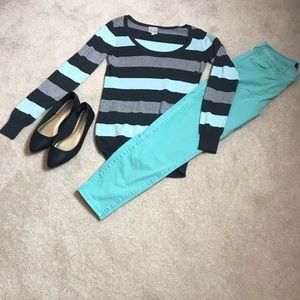 The Slope Green Charcoal Grey Long Sleeve Sweater